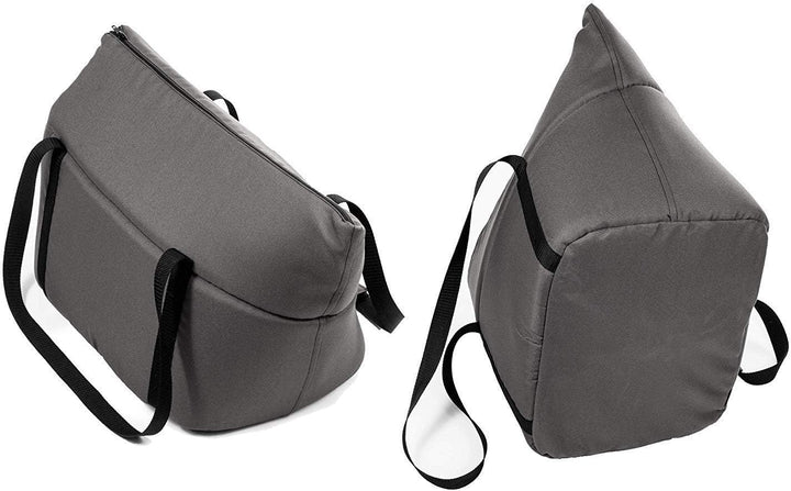 Hundetasche, Welpentasche - Grau/(Plüschstoff mit Noppen), XS bis 3 kg - Tragetasche für kleinen und