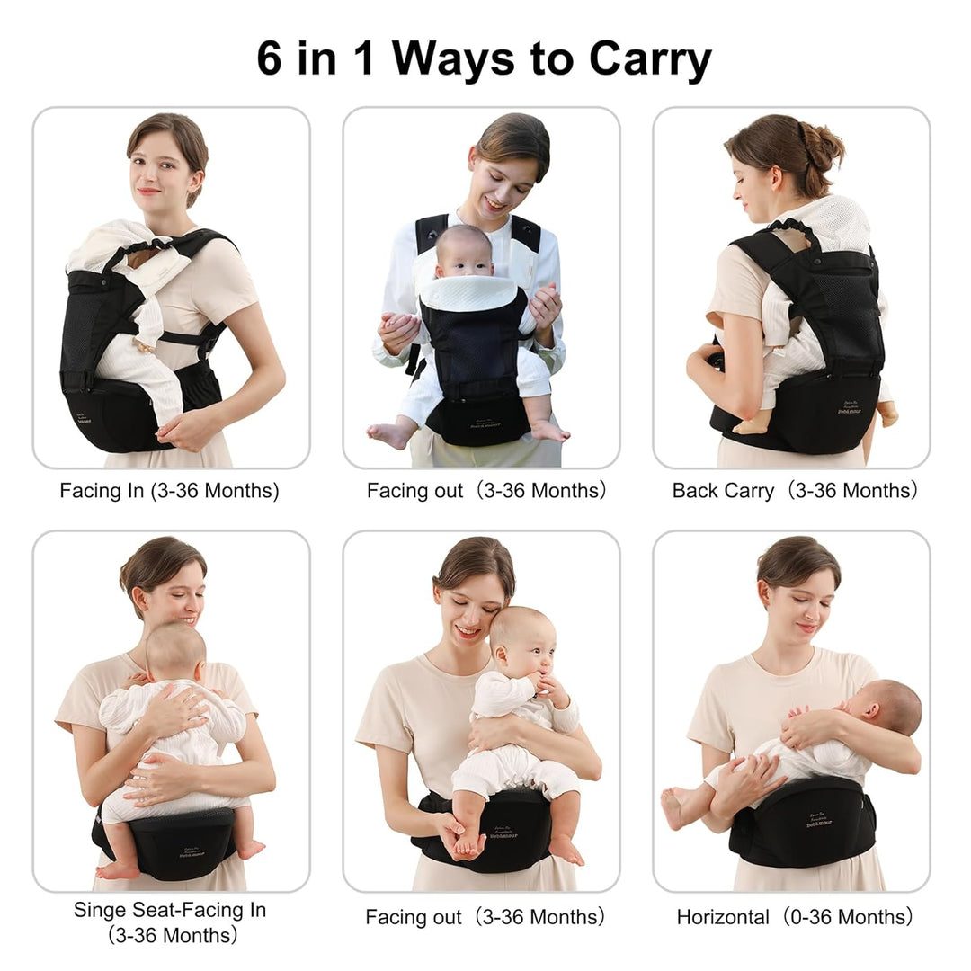 Bebear Babytrage für 0-36 Monate, 3D Air Mesh Rucksack für Neugeborene bis Kleinkinder,ergonomischer