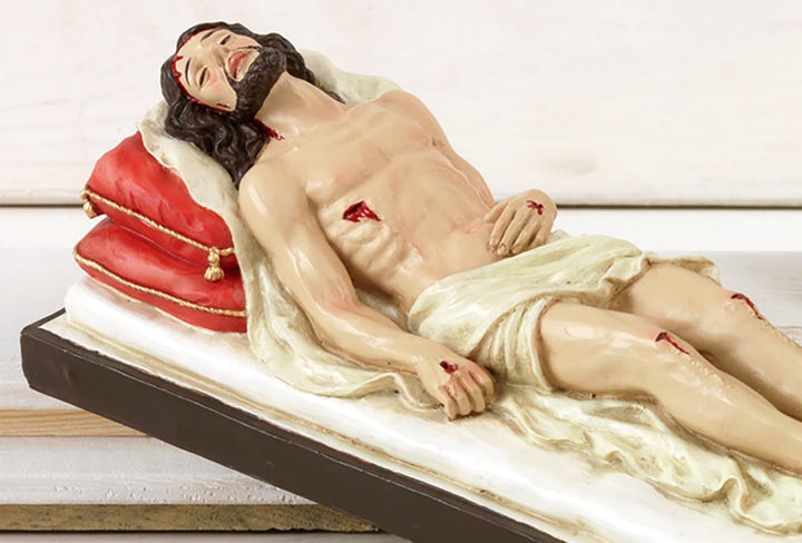 Paben Articoli Religiosi Statua Cristo Morto disteso su letto Presepe Pasquale lung. cm. 20