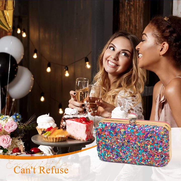 CORIOS Damen Abendtasch Strass Clutch Tasche Formale Handtasche Elegante Schultertasche Klein Tasche