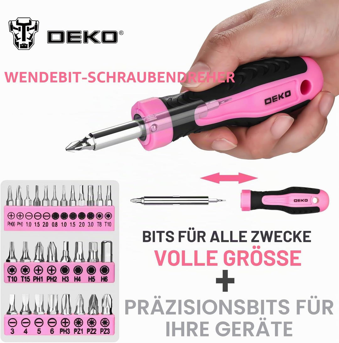 Deko Maletin Werkzeugkasten, komplettes Werkzeugset, Rosa, für Damen, Zuhause, Büro