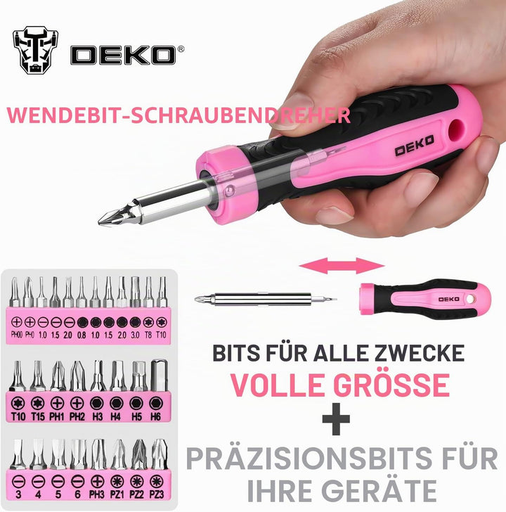 Deko Maletin Werkzeugkasten, komplettes Werkzeugset, Rosa, für Damen, Zuhause, Büro