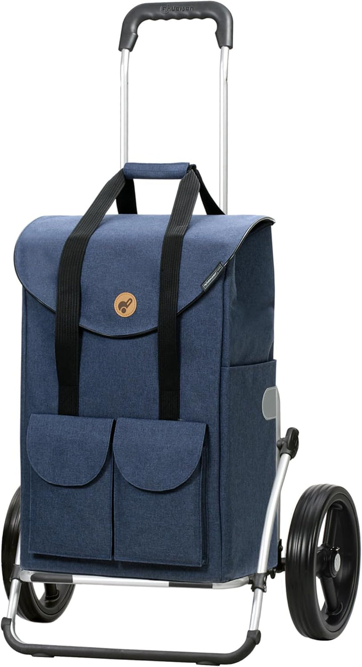 Andersen Shopper Royal XXL Sondermodell Alu klappbar mit Rad Ø 25 cm und 54 Liter Tasche Jacob blau