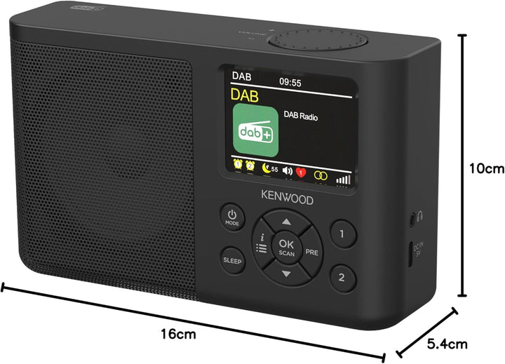 Kenwood CR-M33DAB-B - Tragbares DAB+ Radio mit Bluetooth, integriertem Li-Ion Akku & 6,1cm Farbdispl