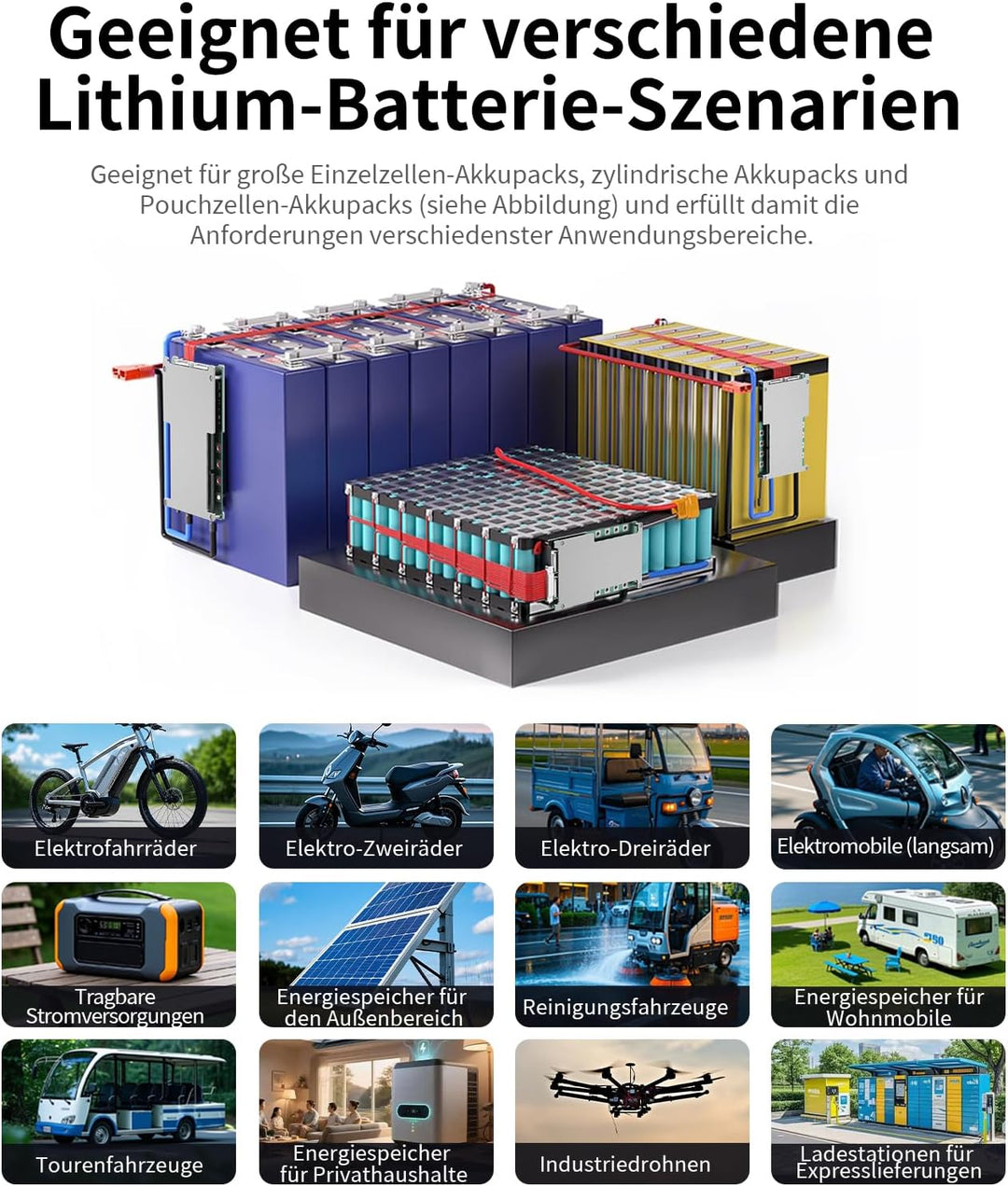 4S BMS 12,8V 80A LiFePO4 PCB-Schutzplatine mit Balancerleitung und NTC, gemeinsamem Anschluss, zehn