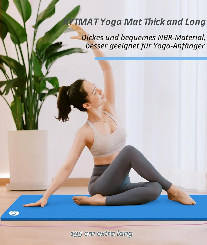 NBR Yogamatte 195×61cm 20mm Dicke Fitness Matte Gymnastikmatte für Pilates Gym Workout Zuhause mit T
