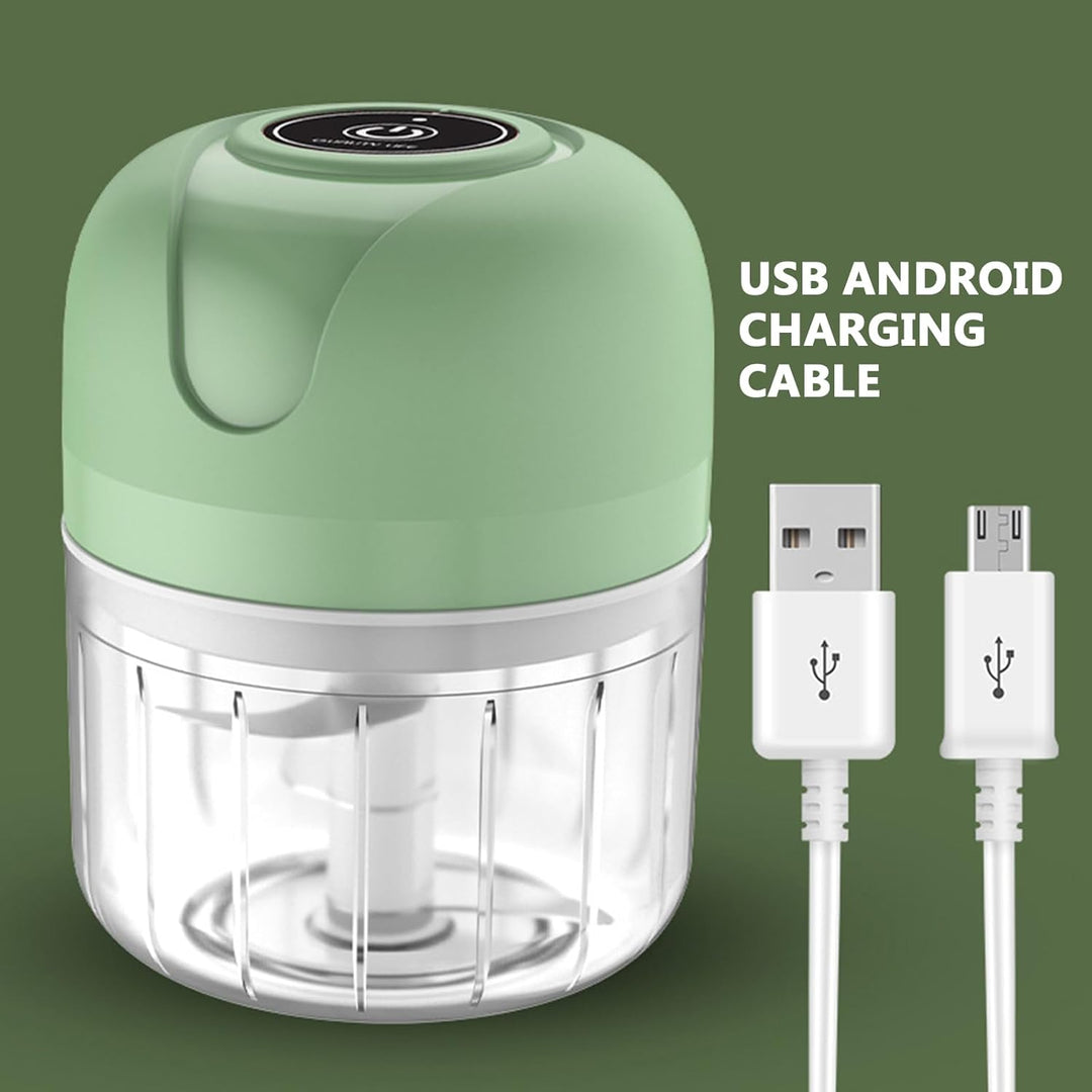 Zwiebel Zerkleinerer Elektrisch 250ml+6 Klingen, elektrischer Knoblauchschneider USB Zwiebelschneide