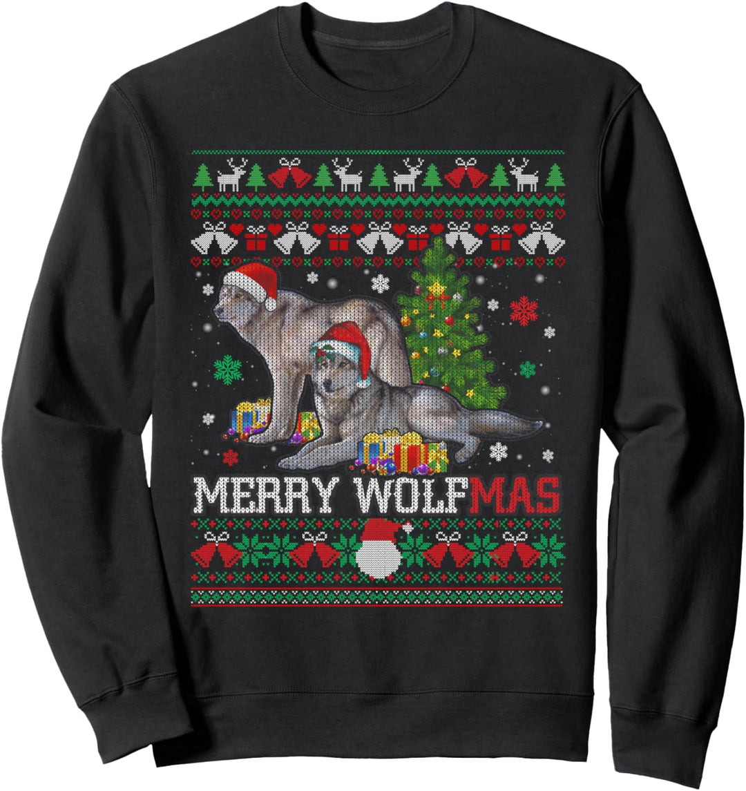 Frohe Wolfmas Frohe Weihnachten Wolf hässlicher Pullover Sweatshirt