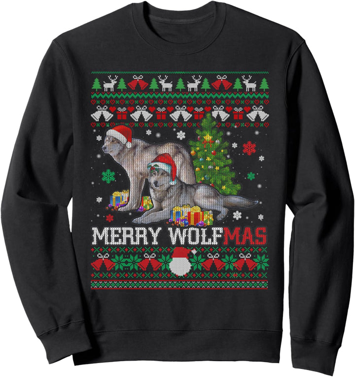 Frohe Wolfmas Frohe Weihnachten Wolf hässlicher Pullover Sweatshirt