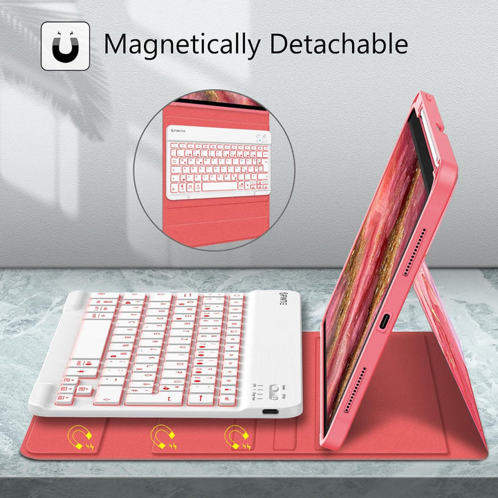 Fintie Tastatur Hülle für iPad 10. Generation 2022 (10.9 Zoll), Keyboard Case mit 7-farbig Beleuchte