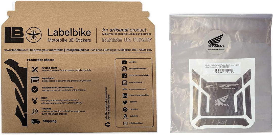 LABELBIKE 3D Aufkleber Motorrad Tankpad Honda | Africa Twin CRF 1100L 2020-2024, Harzschutz, Kratzsc