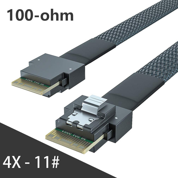 24G Internal SlimSAS SFF-8654 to SFF-8654 4i Cable, SAS 4.0, 100-ohm, 0.5-m(1.65ft) 0.5M 8654 - 8654