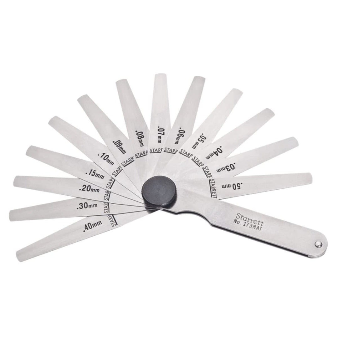 Starrett 173MAT Dickenmessgerät-Set mit konischen Flügeln, 0,03-0,50 mm Dicke, 77 mm Länge, 13 Blätt
