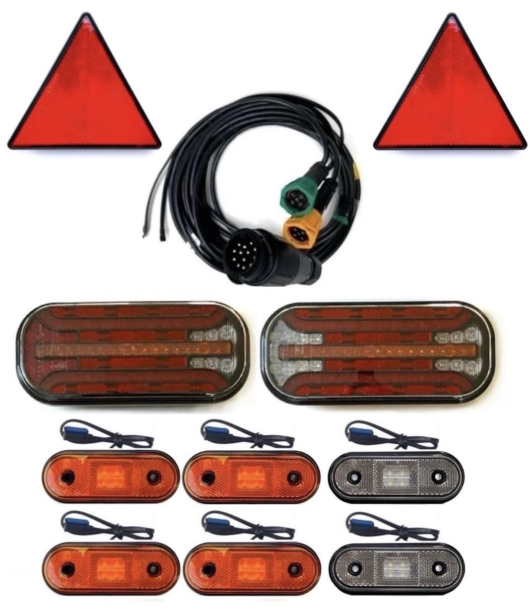 Anhängerbeleuchtung SET LED Rückleuchten 12V 24V 7 m 13 polig Kabel für Anhänger