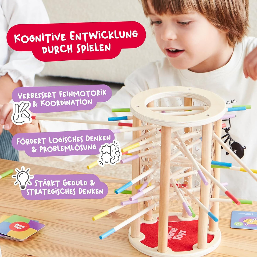 Nene Toys BALLFALL, Montessori Spielzeug ab 3 Jahren - Pädagogisches Brettspiel mit bunten Stäben, W