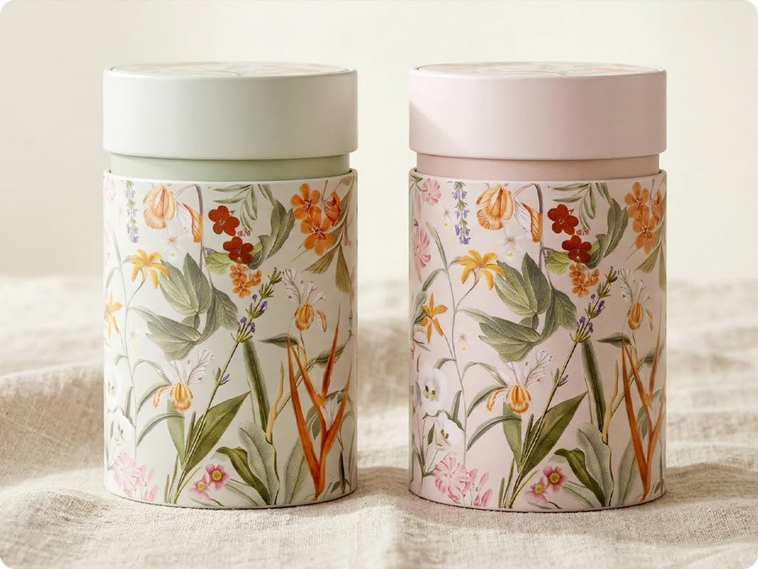MediMuc Dose Mira 150g 2er Set - mit blumigen Motiven aufwendig lackiert, Stülpverschluss - Vorratsd