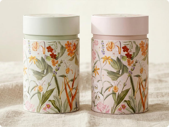 MediMuc Dose Mira 150g 2er Set - mit blumigen Motiven aufwendig lackiert, Stülpverschluss - Vorratsd