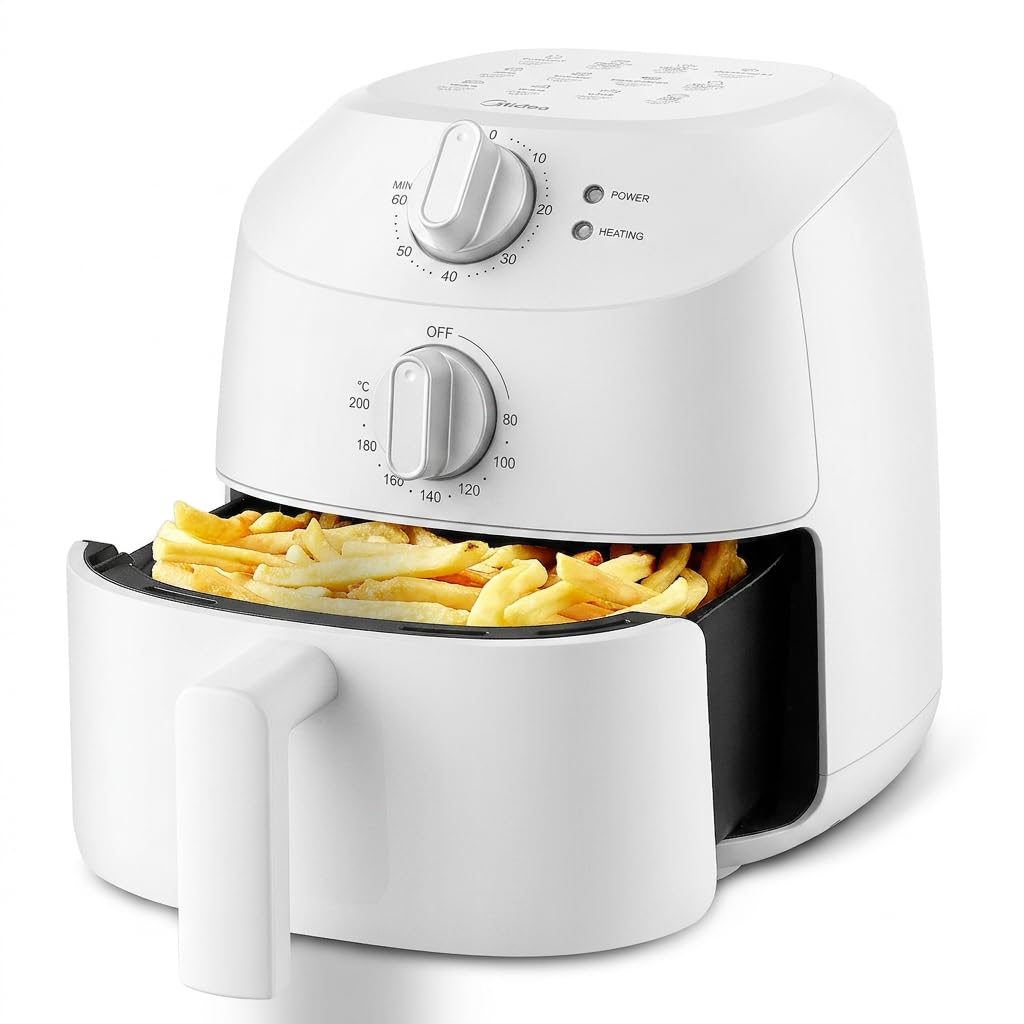 Midea Heissluftfritteuse 2L, 1150W Mini Airfryer für 1-2 Personen, 5-in-1 Frittieren Backen Grillen