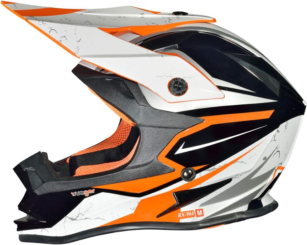 RK-652 Kinder Crosshelm Endurohelm Motorradhelm Roller Quad Helm Kinderhelm Light Orange L (59-60),
