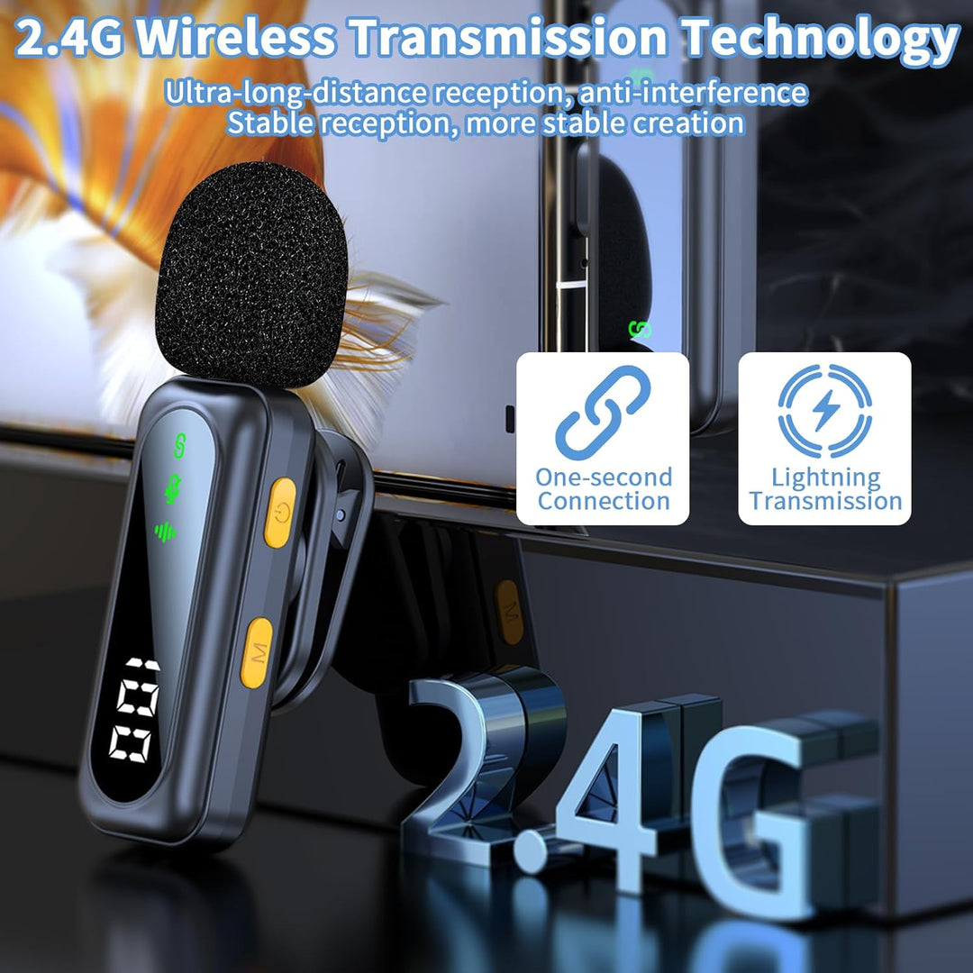 Mikrofon Handy Bluetooth Lavalier Wireless Mini, Microphone Kleines Mikro, Ansteckmikrofon Kabellos