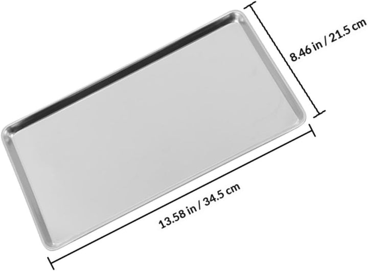 Rechteckiges Edelstahl Serviertablett 34,5X21,5X1,5cm Flach als Speiseteller für Hotel und Gastronom