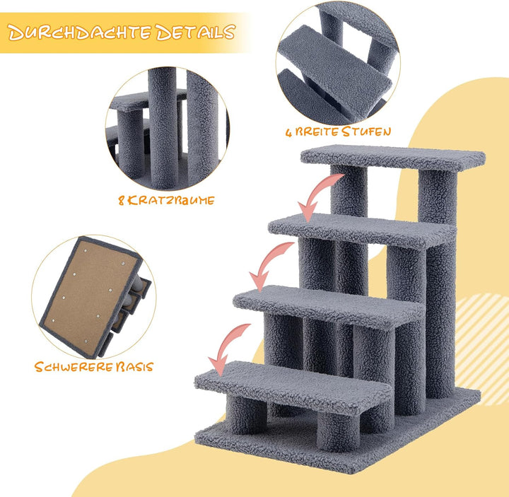 GOPLUS Tiertreppe Beige, Haustiertreppe Katzentreppe Hundetreppe Kletterbaum Katzenkratzbaum Spielba