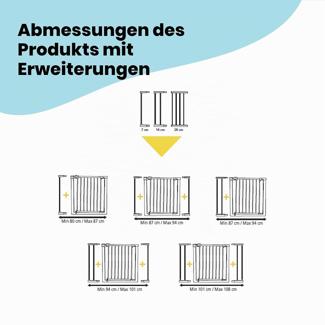 Safety 1st Easy Close, Ausziehbares Schutzgitter, Klemmgitter für die Treppe, Babygitter auch für Hu