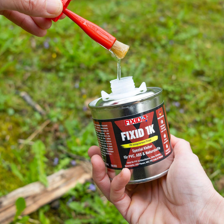FIXID 1K Schlauchboot Reparatur Kleber extra stark 250ml mit Pinsel - Flüssiger PVC Kleber zum Flick