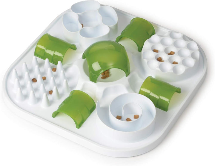 Catit Play Treat Puzzle, interaktives Spielzeug für Katzen + Design Senses Spielschiene, Play Circui