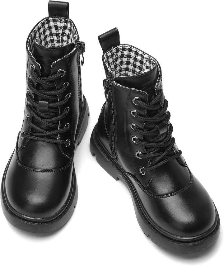DADAWEN Jungen Stiefel Wasserdichte Mädchen Schnürstiefeletten 27 EU Schwarz, 27 EU Schwarz