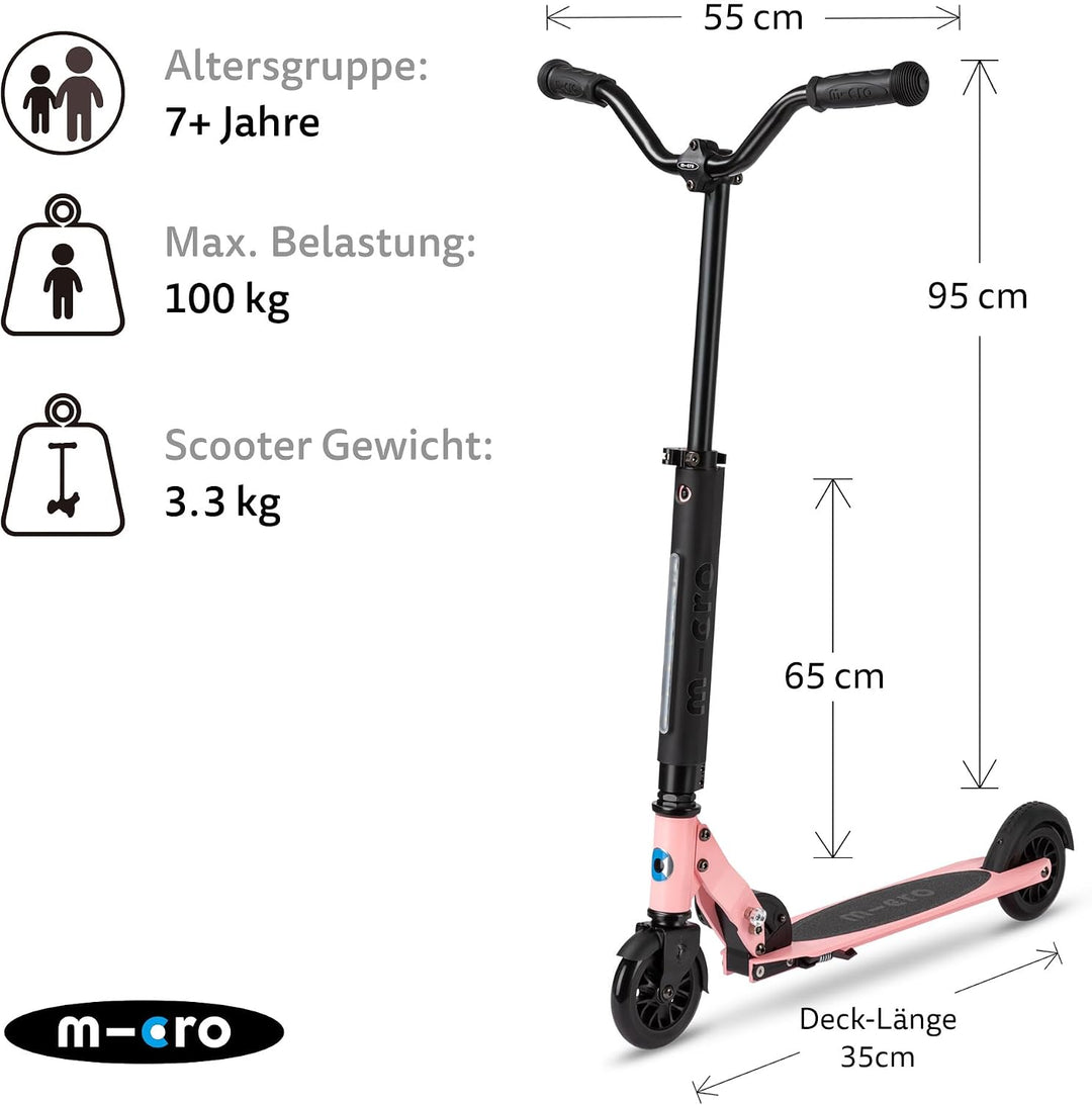 MICRO Unisex Jugend Spirite Deluxe Scooter Einheitsgrösse Neon Rose, Einheitsgrösse Neon Rose
