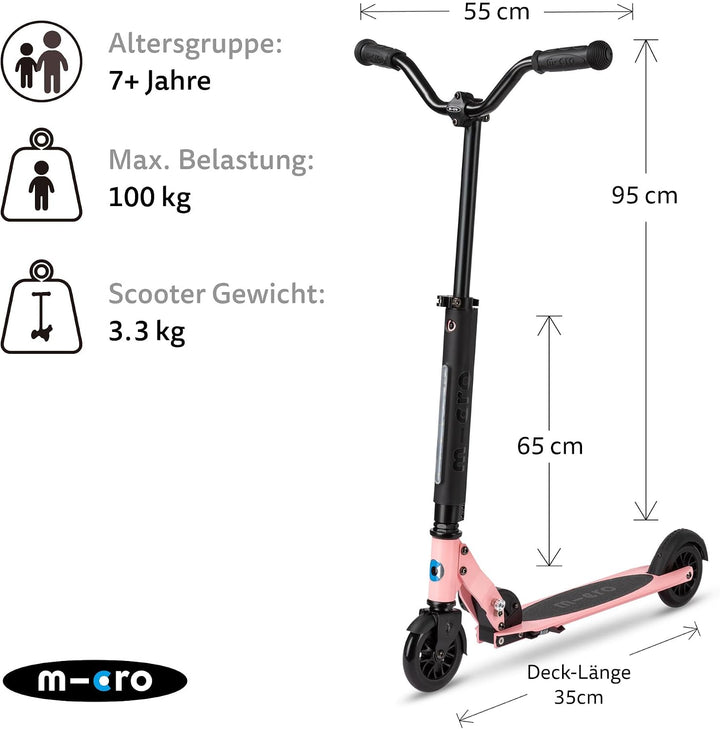 MICRO Unisex Jugend Spirite Deluxe Scooter Einheitsgrösse Neon Rose, Einheitsgrösse Neon Rose