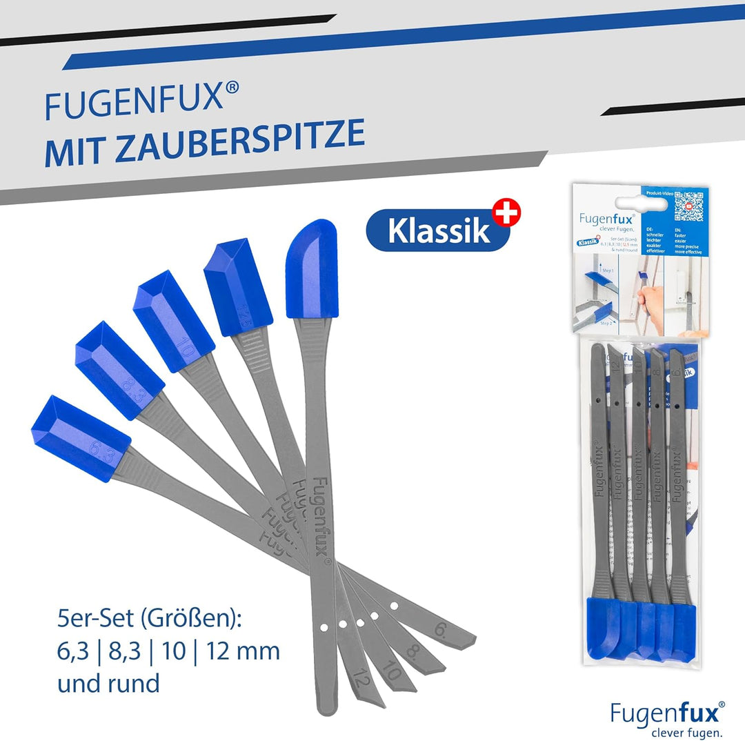 KLASSIK (PLUS) FUGENFUX® 5er Set – Fugenglätter | Fugenabzieher mit Revolutionärer Zauber-Spitze für