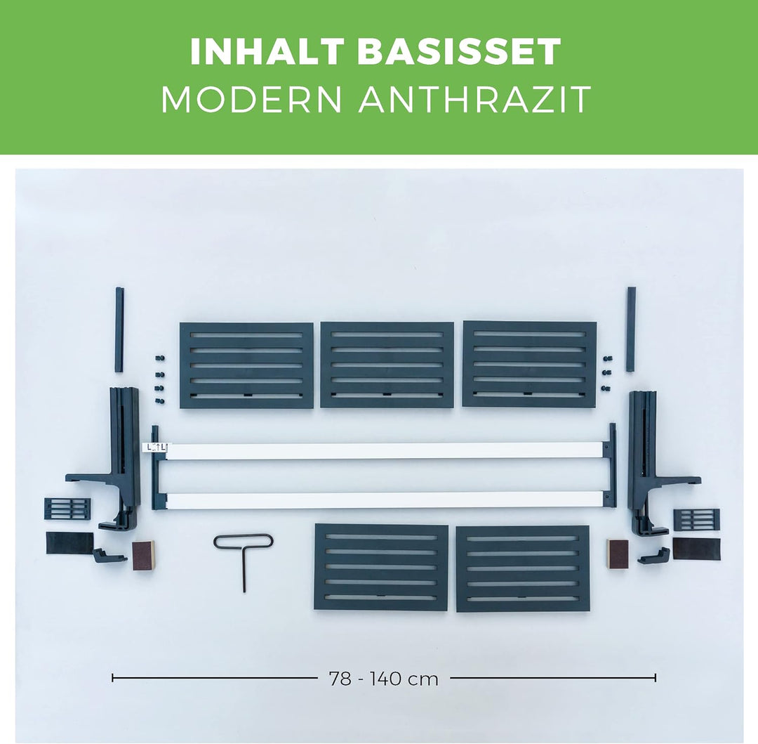 GREEN CREATIONS Blumenkastenhalterung masu Basis-Set passt auf Jede Fensterbank von 78 cm bis 140 cm