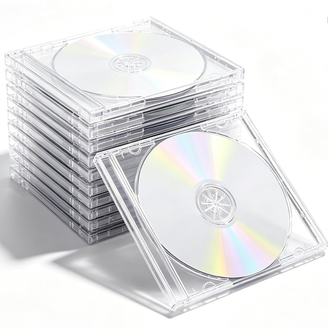 GOMETY 15 Stück CD Hüllen Transparent, DVD Leerhüllen zum Abhefte Kunststoff Slim Jewel Case, CD/DVD