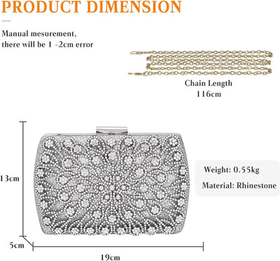 CORIOS Clutch Damen Strass Abendtasche Glitter Handtasche Luxus Portemonnaie Tasche Elegant Schulter