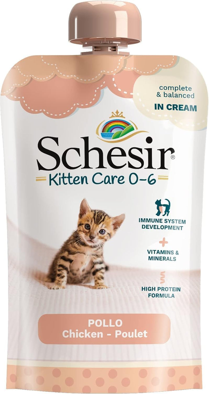 Schesir Cat Kitten Cream Huhn - Kitten Nassfutter für Junge Katzen - Hühner-Creme Katzenfutter nass