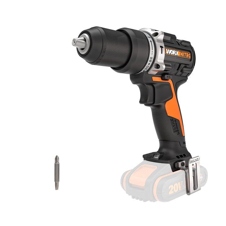 WORX WX352.9 Akku Schlagbohrschrauber Set, Bürstenloser Akkuschrauber 20V, 60Nm, 2-Gang-Getriebe und
