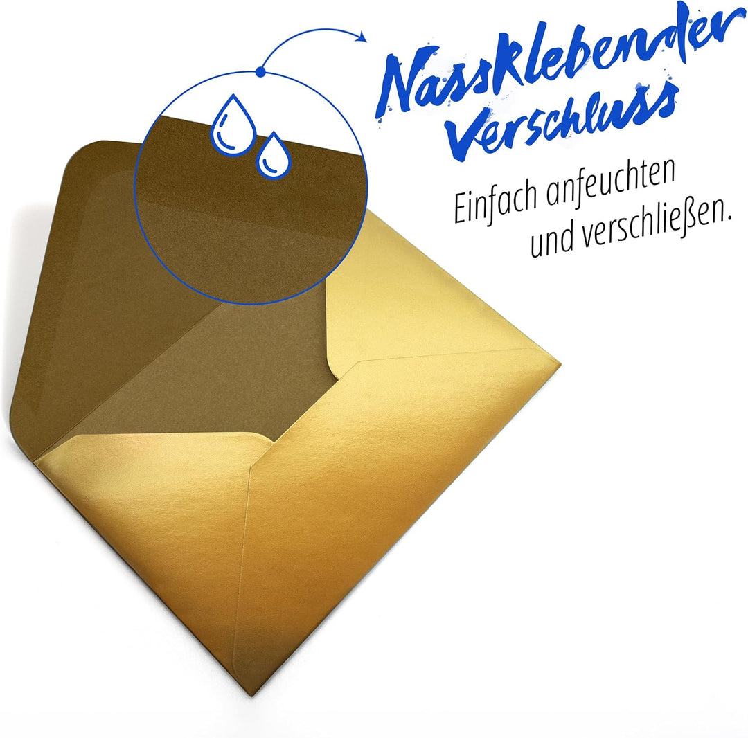 Briefumschläge (100 Stück) aus Papier, Kuvert, Umschlag ohne Fenster - DIN B6-175 x 125 mm - gold Go