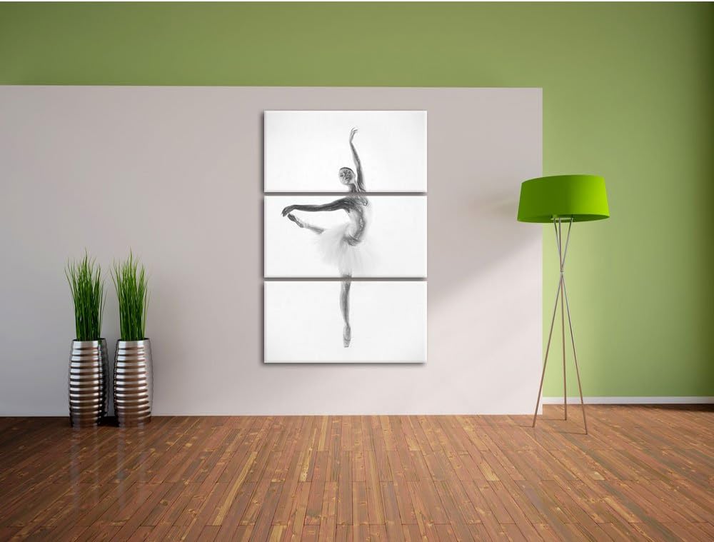 Pixxprint Ästhetische Ballerina als Leinwandbild/Grösse: 3 Teilig (120x80 cm) cm/Wandbild/Kunstdruck