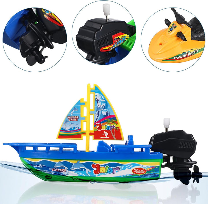 Badespielzeug Boot Set 6 Stück Kunststoff Segelboote Motorboote Speedboote Für Baby Kleinkind Badewa