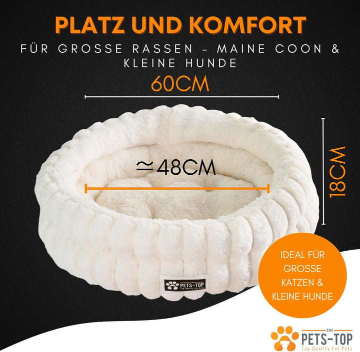 Katzenbett Flauschig – Katzenkissen Rund Weich – Cat Bed Waschbar – Schlafplatz für Katze &amp; Kleine H
