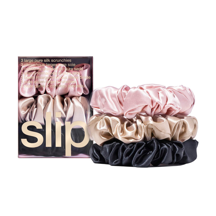 Slip Silk Grosse Scrunchies aus Seide - haarschonende Haargummis gegen Haarbruch - aus 100% Maulbeer