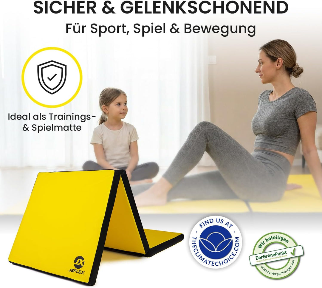 Jeflex - klappbare Weichbodenmatte &amp; Turnmatte 180 x 60 x 6 cm MADE IN GERMANY/Gymnastikmatte tragba