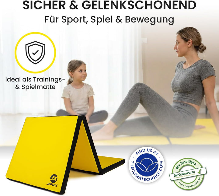 Jeflex - klappbare Weichbodenmatte &amp; Turnmatte 180 x 60 x 6 cm MADE IN GERMANY/Gymnastikmatte tragba