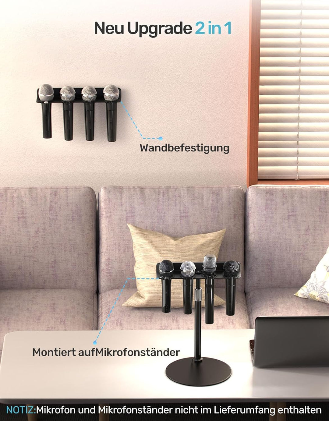 [2025 Upgrade] Multi-Mikrofonhalter für Mikrofonständer, Aufbewahrungs-Organizer für mehrere dynamis