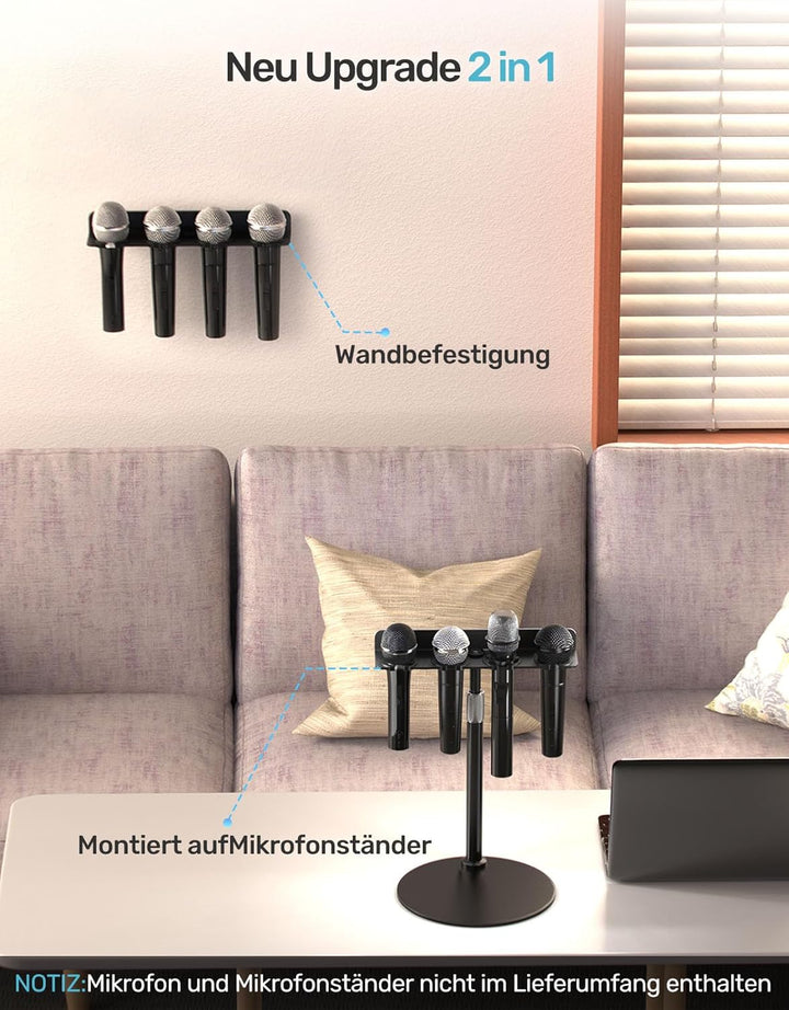 [2025 Upgrade] Multi-Mikrofonhalter für Mikrofonständer, Aufbewahrungs-Organizer für mehrere dynamis