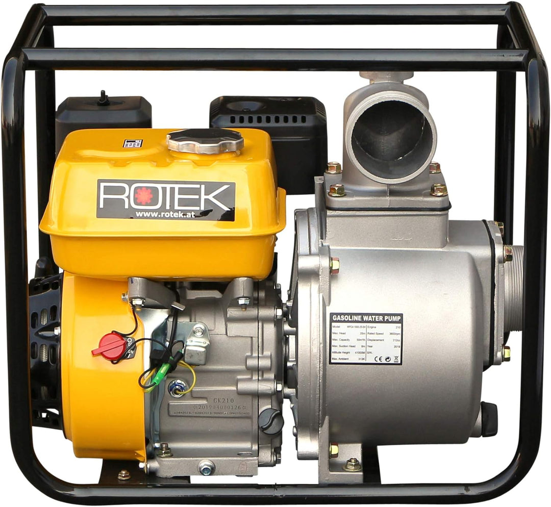 Rotek Motorpumpe mit 4-Takt Benzinmotor, 3 Zoll Anschlüsse, bis zu 50m³/h Förderleistung Standard EU