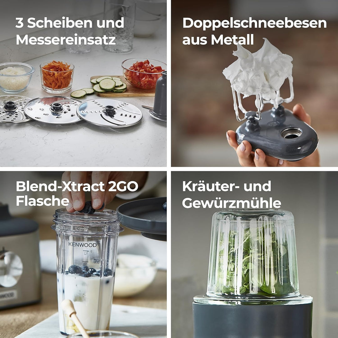 Kenwood Multipro Compact+ FDM316SS Kompakt Küchenmaschine inkl. Edelstahl Messer 3 Arbeitsscheiben u