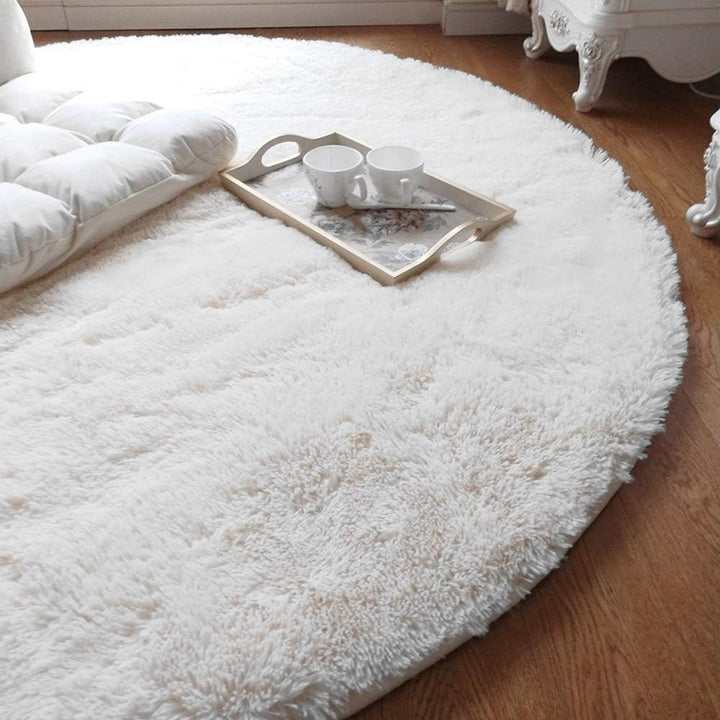 Leesentec Area Rugs Round Bedroom Carpets Living Room Anti Slip Soft Fluffy Rug Shaggy Floor Mats La